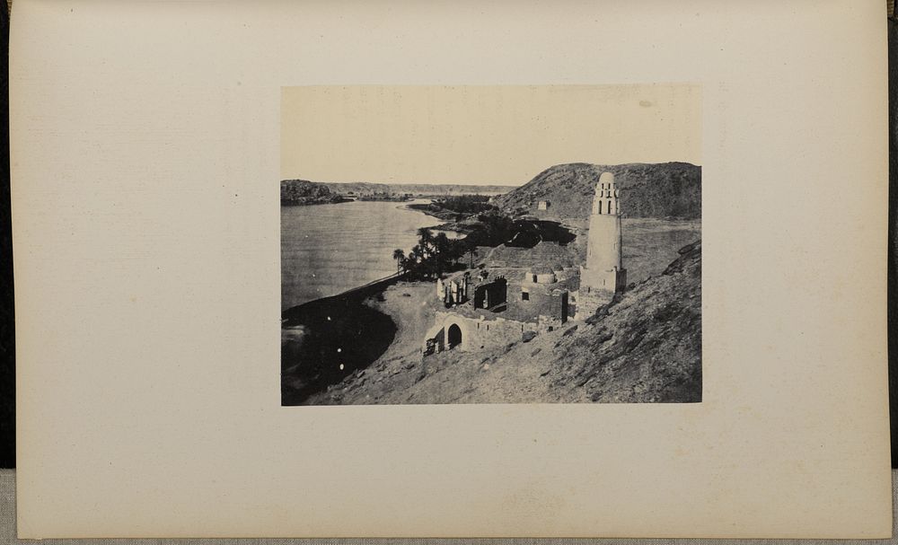 Ruins with minaret on riverbank by Henry Cammas and André Lefèvre