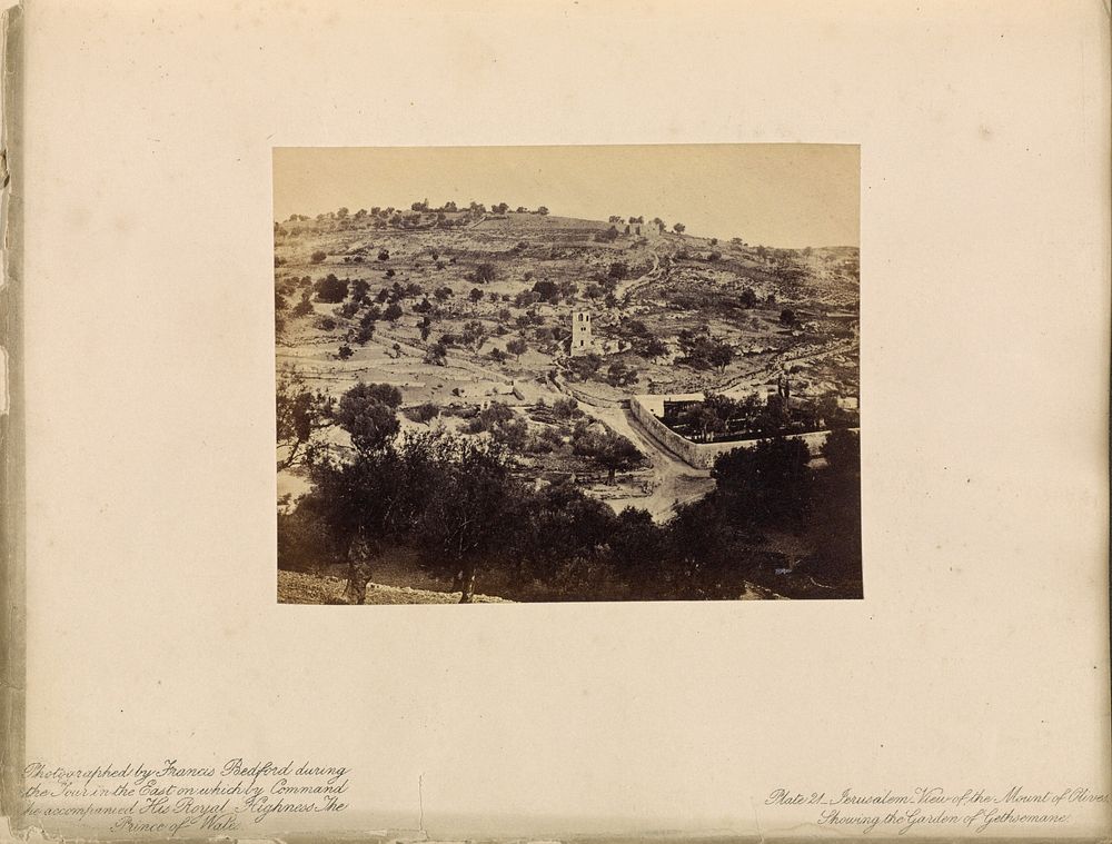Jerusalem - View of the Mount of Olives, Showing the Garden of Gethsemane by Francis Bedford
