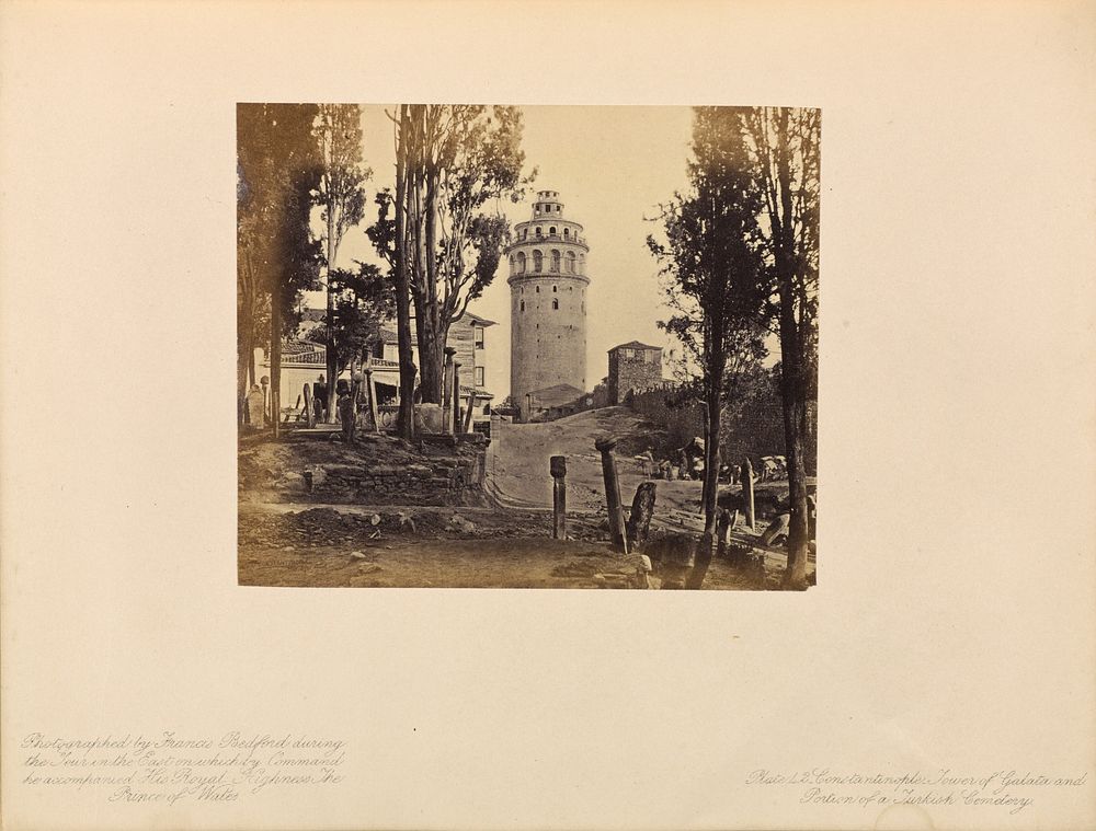 Constantinople - Tower of Galata and Portion of a Turkish Cemetery by Francis Bedford