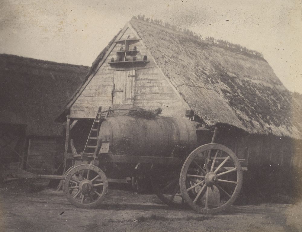 Barn with Large Barrel on Wagon by Louis Désiré Blanquart Evrard