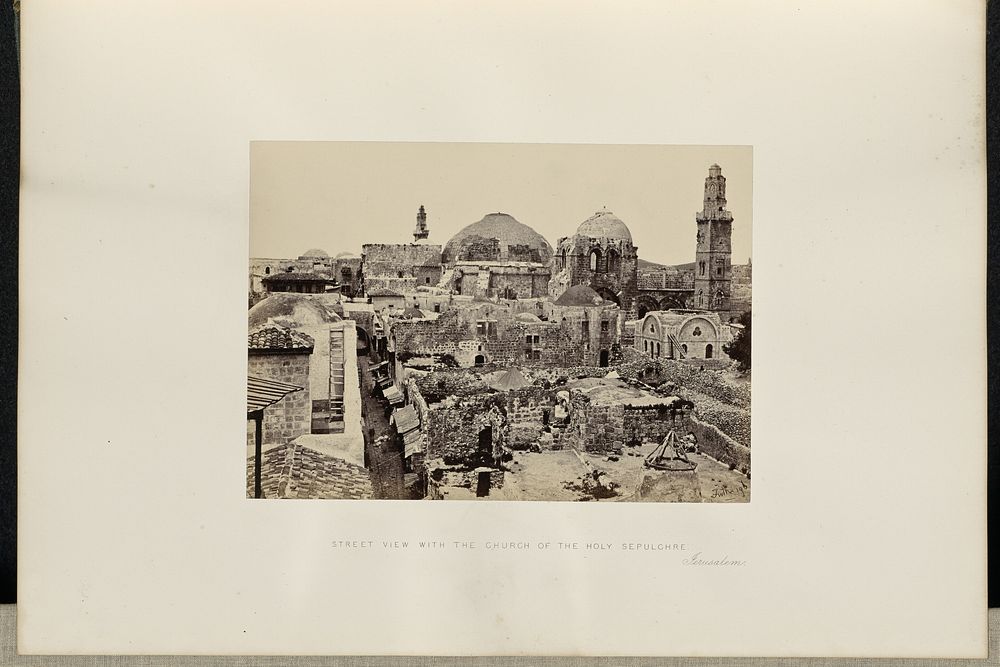 Street view with the Church of the Holy Sepulchre, Jerusalem by Francis Frith