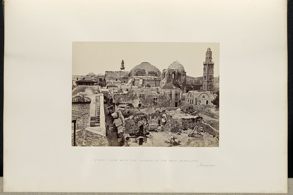 Street view with the Church of the Holy Sepulchre, Jerusalem by Francis Frith