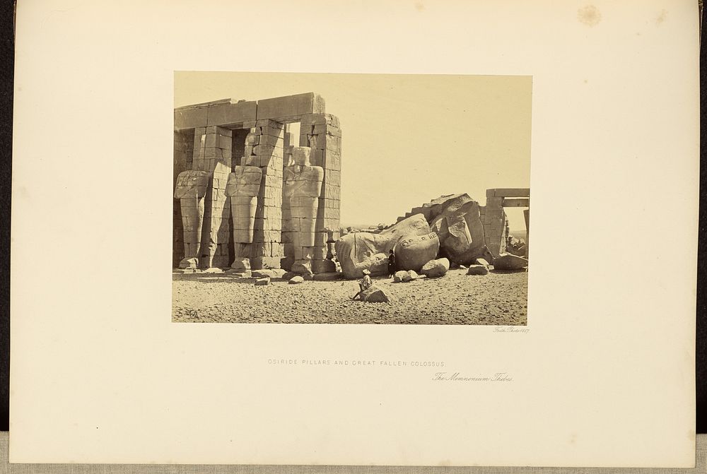 Osiride Pillars and Great Fallen Colossus, The Memnonium, Thebes by Francis Frith