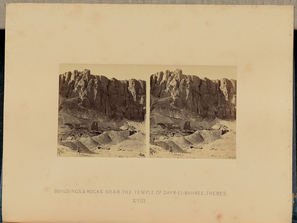 Buildings and Rocks near the Temple of Dayr-El-Bahree, Thebes by Francis Frith