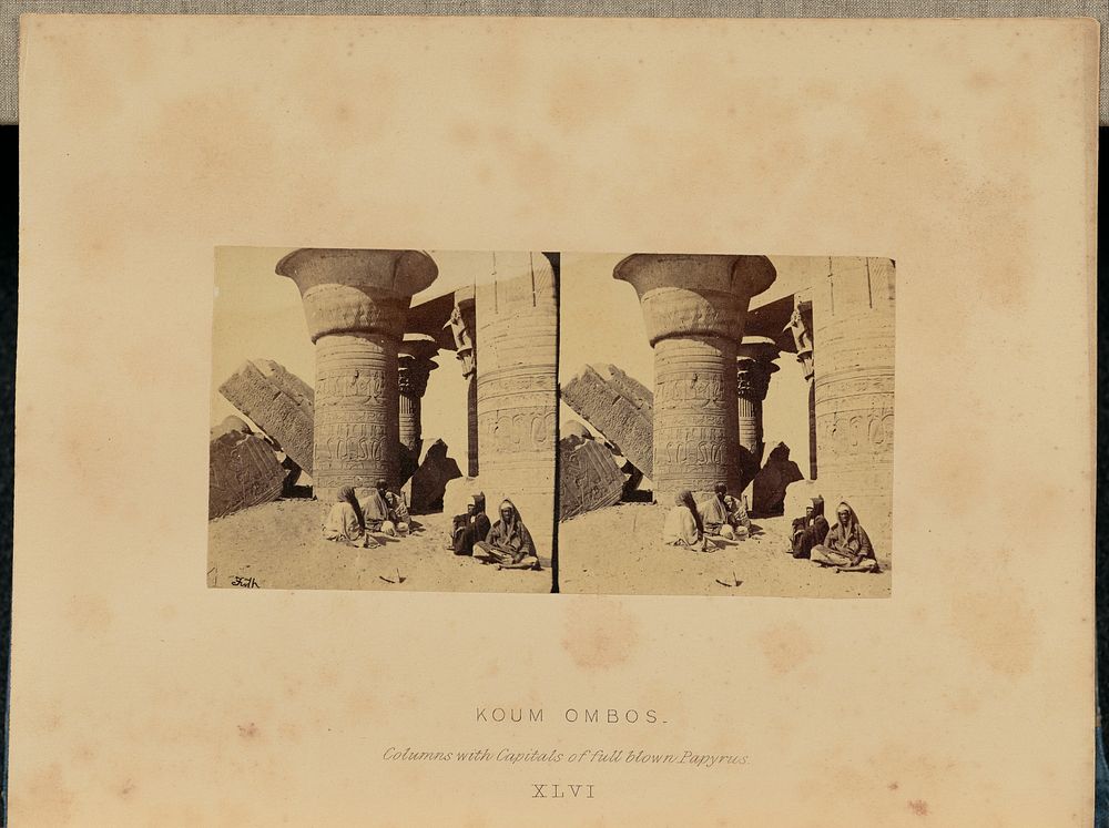 Koum Ombos. Columns with Capitals of Full Blown Papyrus by Francis Frith