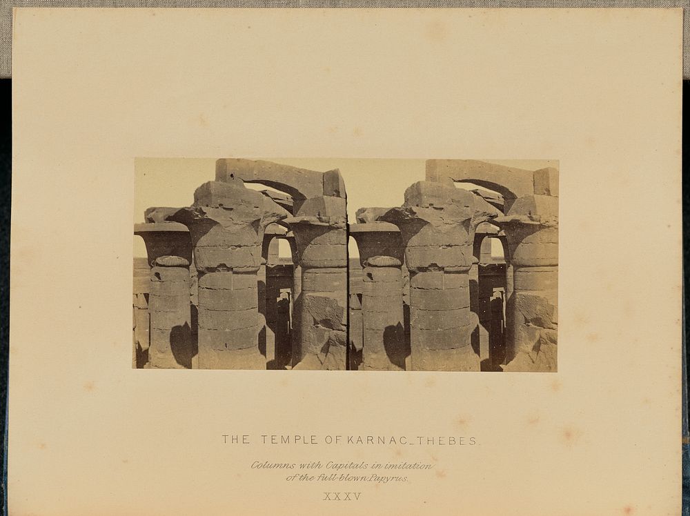 The Temple of Karnac, Thebes. Columns with Capitals in Imitation of the Full-Blown Papyrus by Francis Frith