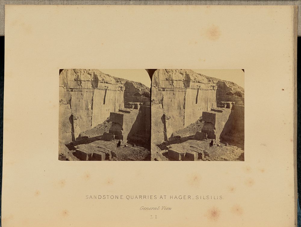 Sandstone Quarries at Hager Silsilis. General View by Francis Frith