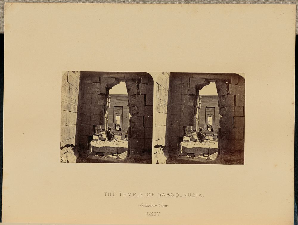 The Temple of Dabod, Nubia. Interior View by Francis Frith