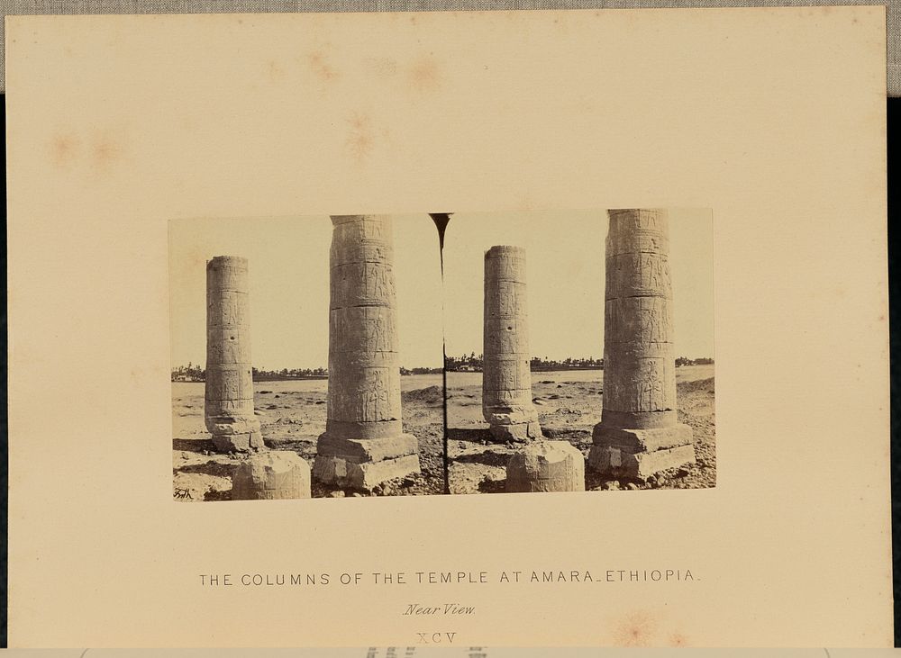 The Columns of the Temple at Amara, Ethiopia. Near View by Francis Frith