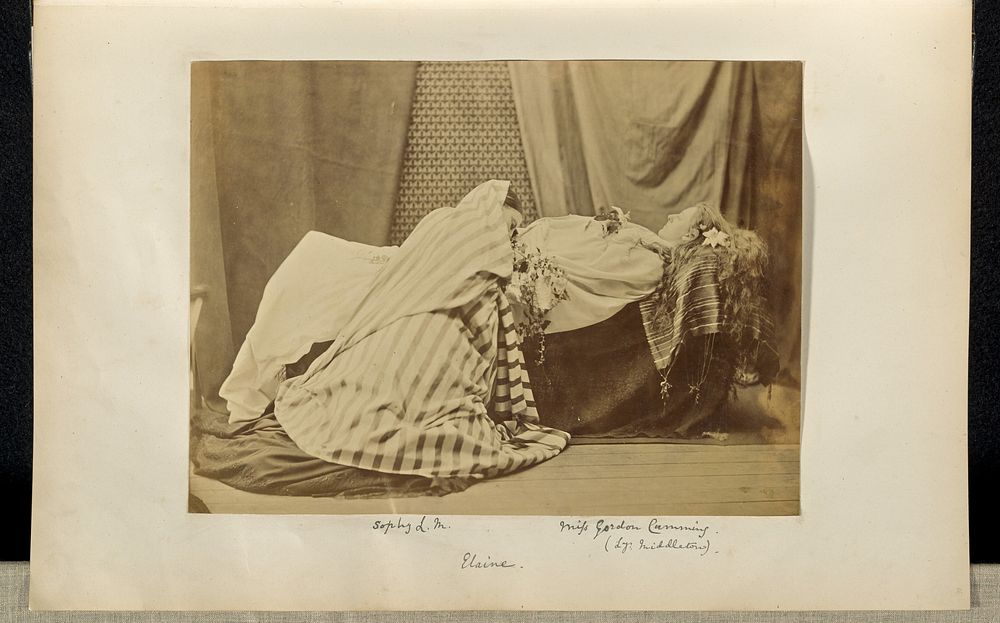 Lady Middleton as "Elaine" and Sophy L.M. in Tableau Vivant from "Idylls of the King" by Ronald Ruthven Leslie Melville