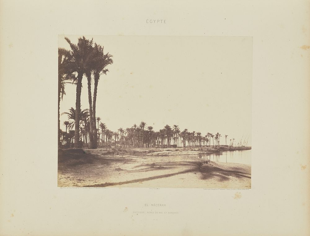 El-Nâcérah. Dattiers, Rives du Nil et Barques by Félix Teynard