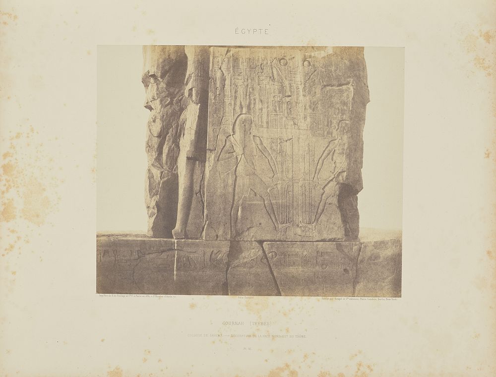 Gournah (Thèbes). Colosse de Gauche - Décoration de la Face Nord-Est du Trône by Félix Teynard