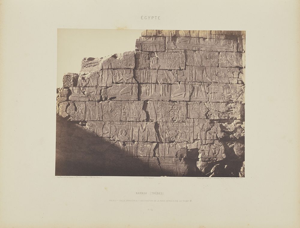 Karnak (Thèbes). Palais - Salle Hypostyle - Décoration de la Paroi Intérieure au Point M by Félix Teynard