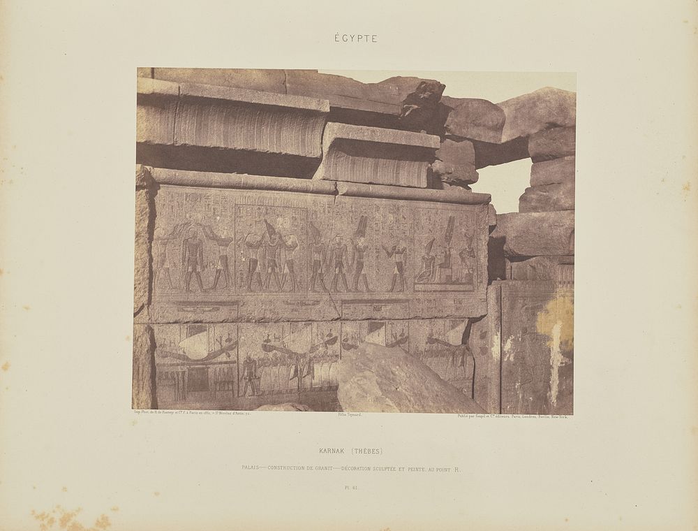 Karnak (Thèbes). Palais - Construction de Granit - Décoration Sculptée et Peinte, au Point R by Félix Teynard