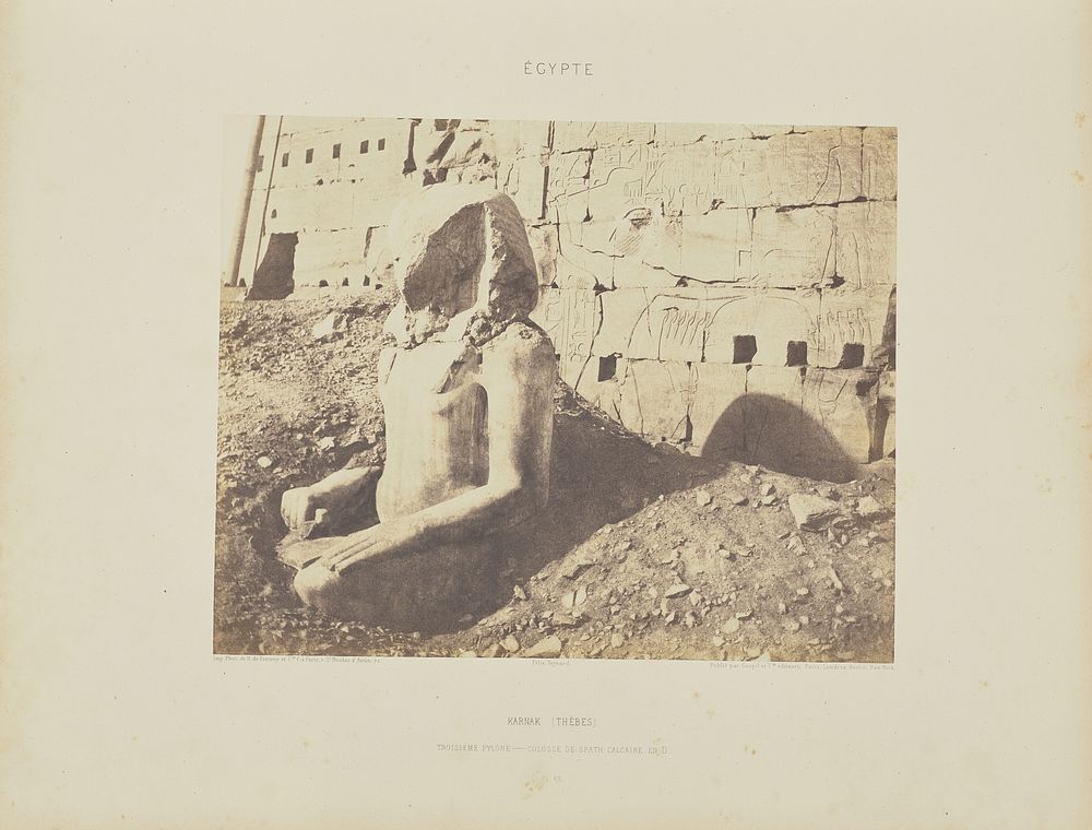 Karnak (Thèbes). Troisième Pylône - Colosse de Spath Calcaire, en D by Félix Teynard