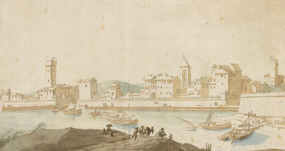 View of Civitavecchia with the Harbor Wall by Pieter Moninckx