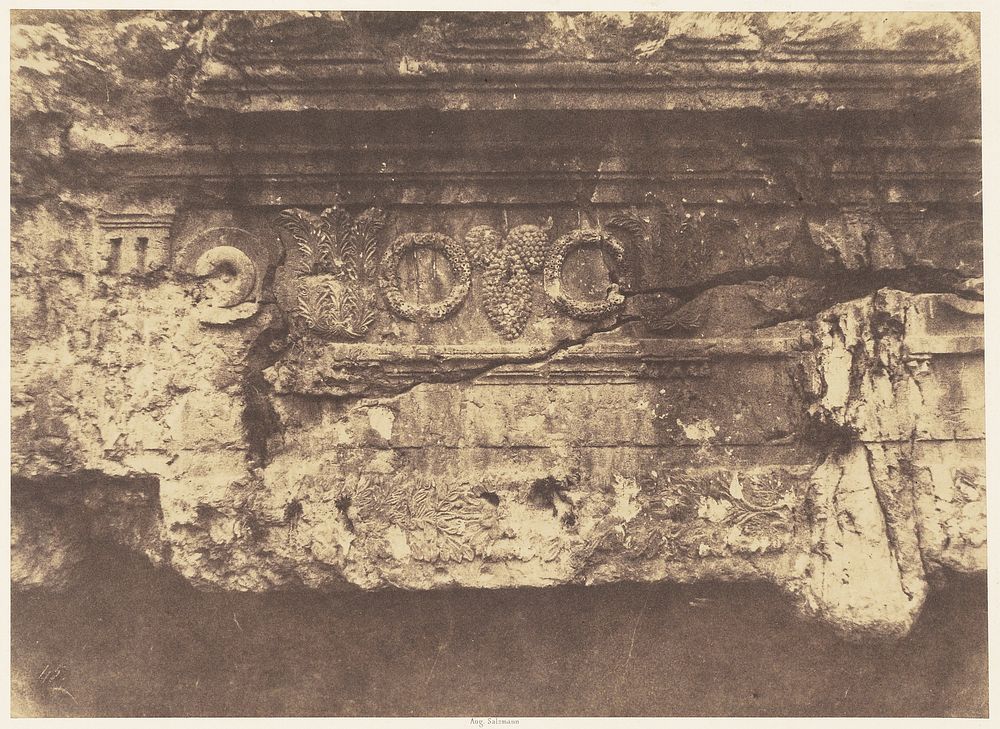 Jérusalem. Tombeau des rois de Juda. Frise supérieure et centrale by Auguste Salzmann and Louis Désiré Blanquart Evrard