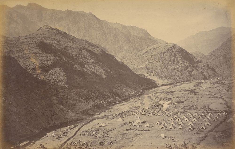 Ali Musjid and Camp from Sultan Tarra, showing Sunga where Major Birch and Lieutenant Fitzgerald, 27th Punjab Infantry, were…