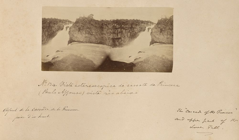 Vista estereoscopica da cascata da Princesa / (Paulo Affonso) vista rio abaixo by Marc Ferrez