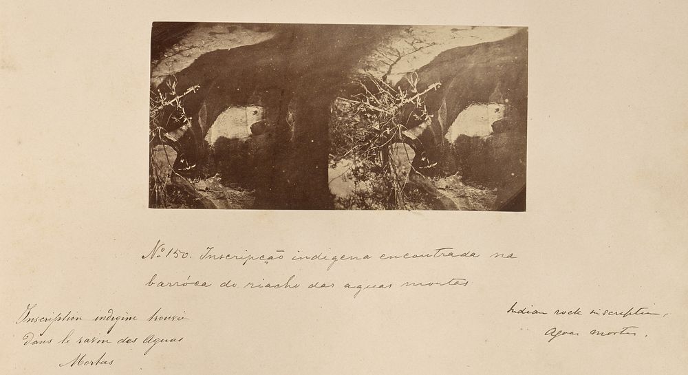 Inscrição indigena encontrada na barróca do riachão das Aguas Montas by Marc Ferrez