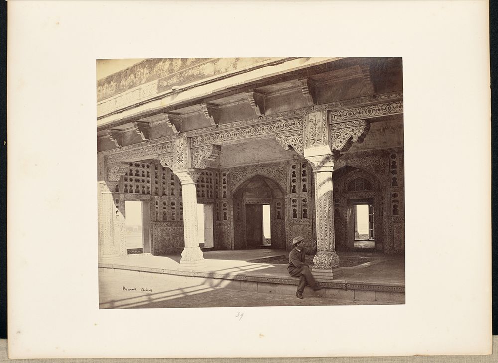 Agra; The Fort, Interior of the Zenana, Showing the Mosaic Work by Samuel Bourne