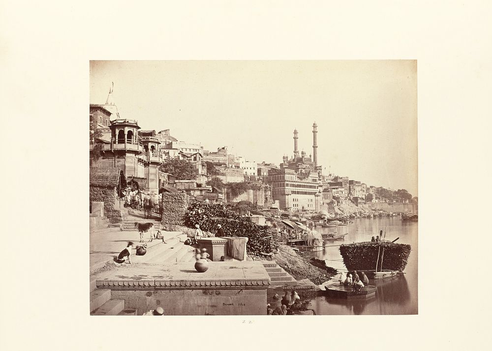 Benares; The Great Mosque of Arungzebe, and Adjoining Ghats by Samuel Bourne