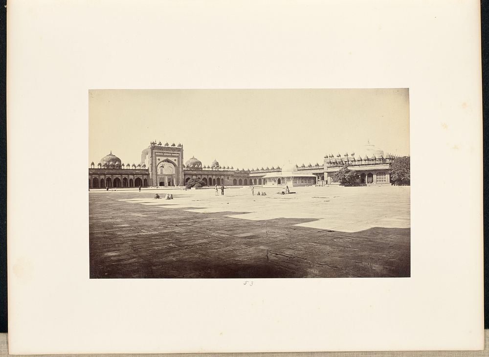 Futtypore Sikri; Interior of the Great Quadrangle, Showing Sheik Selim Chisti's Tomb by Samuel Bourne