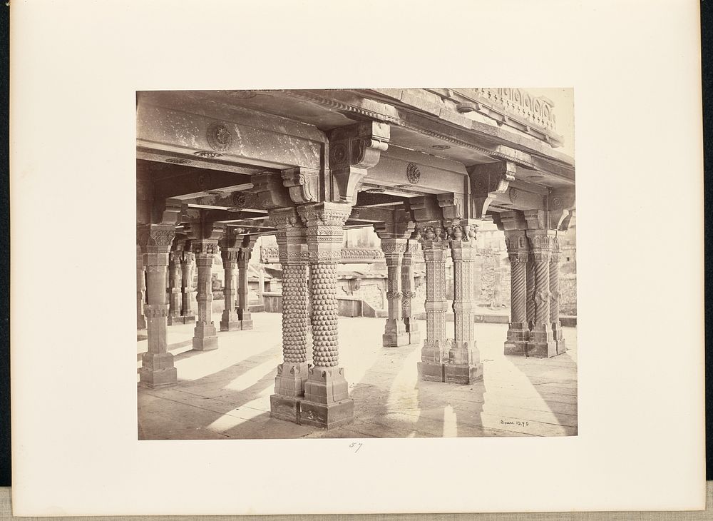 Futtypore Sikri; Carved Pillars in the Panch Mehal by Samuel Bourne