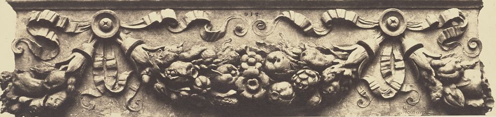 Detail of the Decoration of the First Floor, Pavillon de Turgot, Louvre, Paris by Édouard Baldus