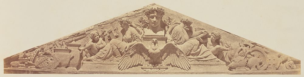 Detail of the Decoration of the Pediment of the Pavillon Sully, Louvre, Paris by Édouard Baldus