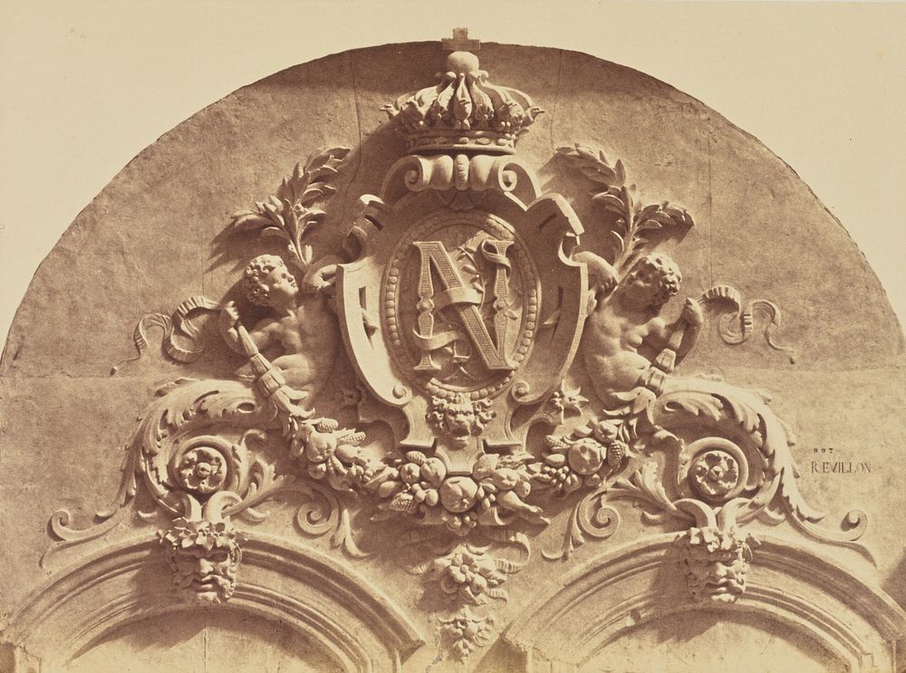 Decorative Element by Jean-Marie-Bienaimé Bonnassieux, Decoration of the Louvre, Paris by Édouard Baldus