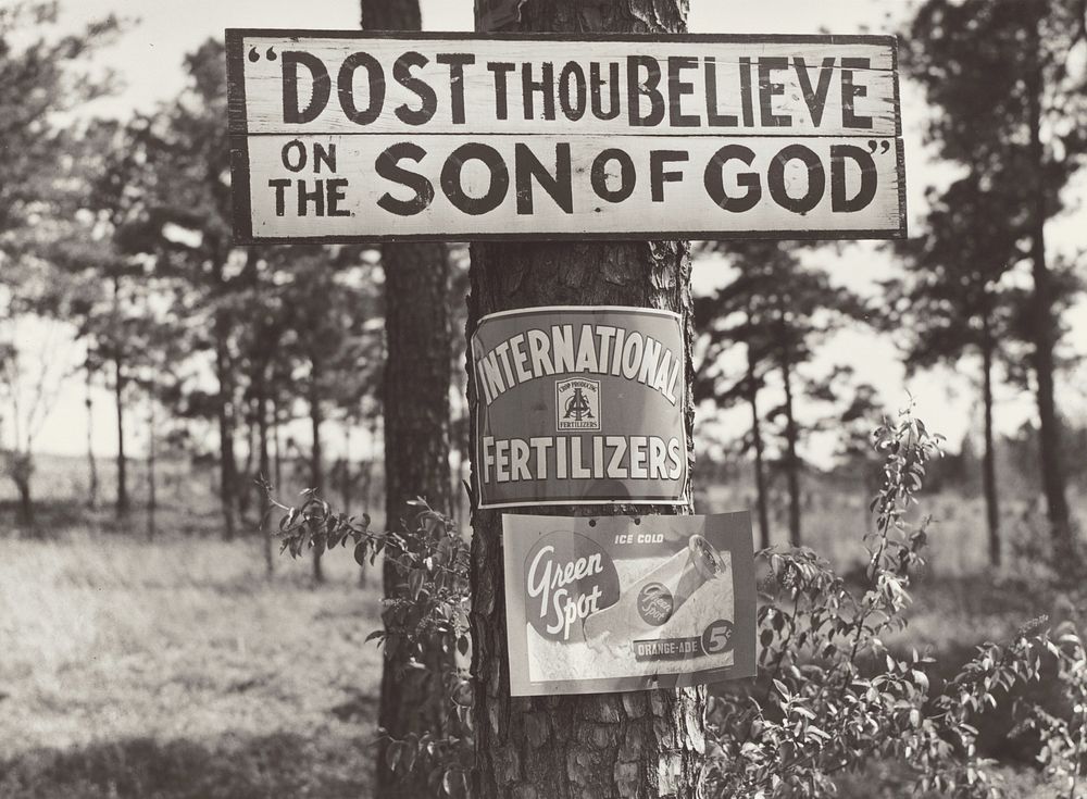 Roadside Sign "Bible Belt" Greene County, Georgia by Marion Post Wolcott