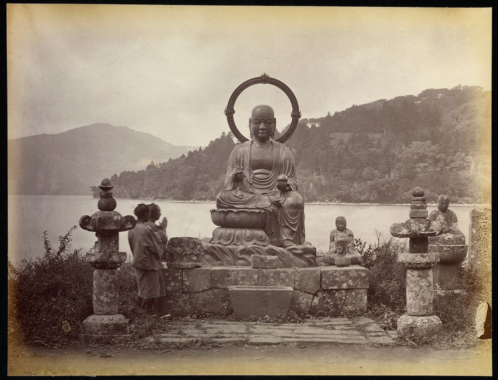 Bronze Statue of Jeso Sama - Hakoni Lake by Felice Beato