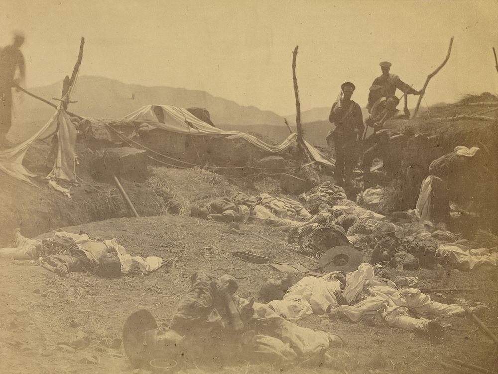 After capture of 2nd Fort Corea - view of dead Coreans. Lt. McKee of Kentucky mortally wounded near this spot. by Felice…