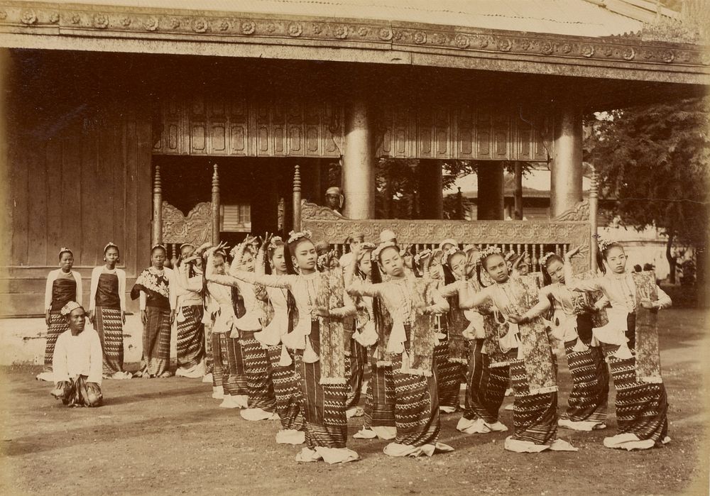 Group of Burmese Girls Collected by Ko Aung Ba, Municipal Commissioner to dance before H. R. H. the Duke of Clarence and…