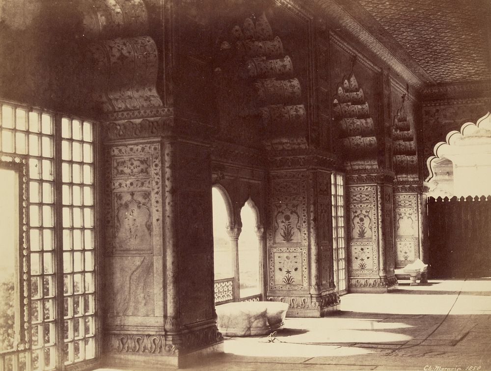 Interior of the Crystal Throne in the Dewan-i-Khas by Charles Moravia