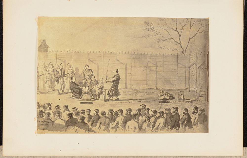 Photographic Copy of a Drawing of a Japanese Man About to Be Beheaded by Charles Wirgman by Felice Beato