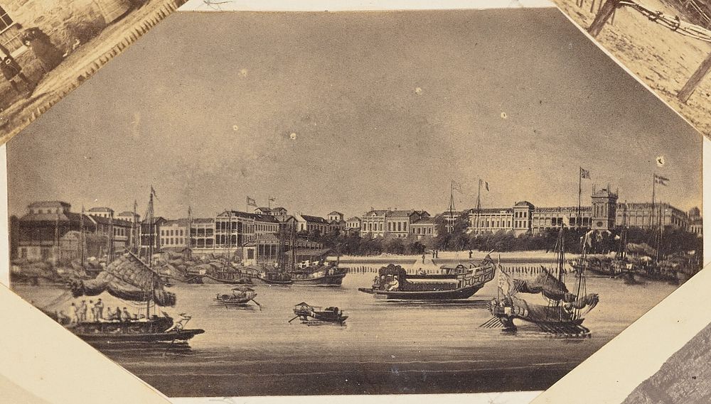 Photographic Copy of a Drawing of Victoria Harbor and the Hong Kong Skyline