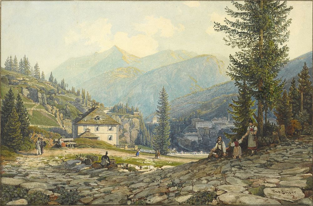 View of the Residence of Archduke Johann in Gastein Hot Springs by Thomas Ender