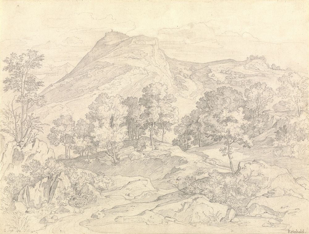 A View of Civitella from the Serpentara next to Olevano by Heinrich Reinhold