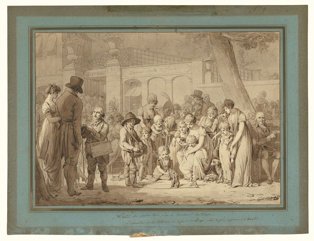 Compositional Drawing for 'Entrance to the Jardin Turc' by Louis Léopold Boilly