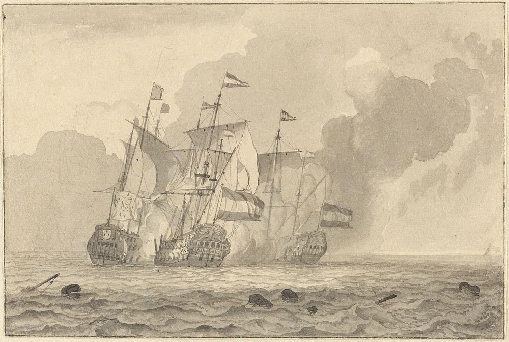 A Battle at Sea by Ludolf Backhuyzen