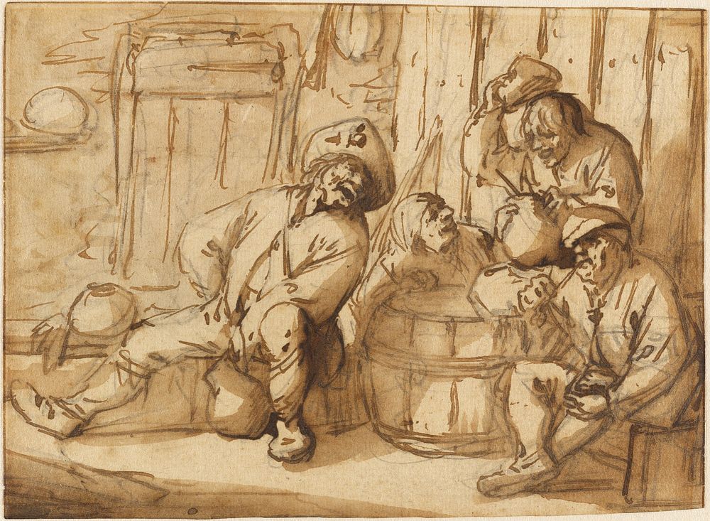 Peasants Drinking in a Tavern by Adriaen van Ostade