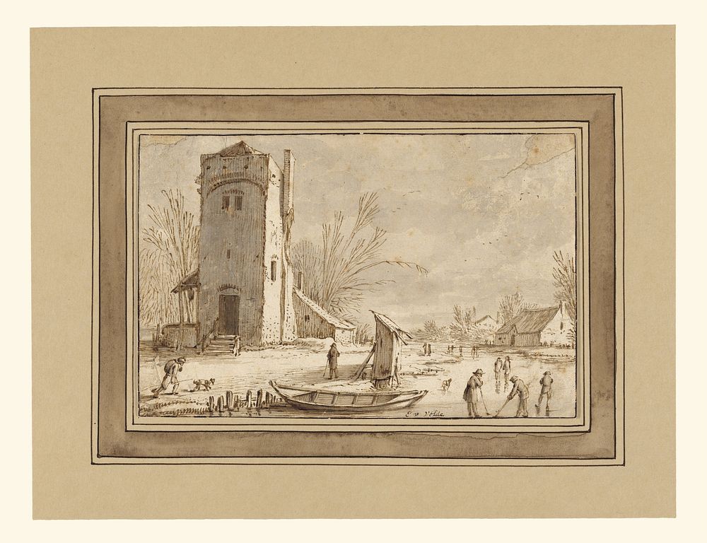 Winter Landscape with Tower by Esaias van de Velde