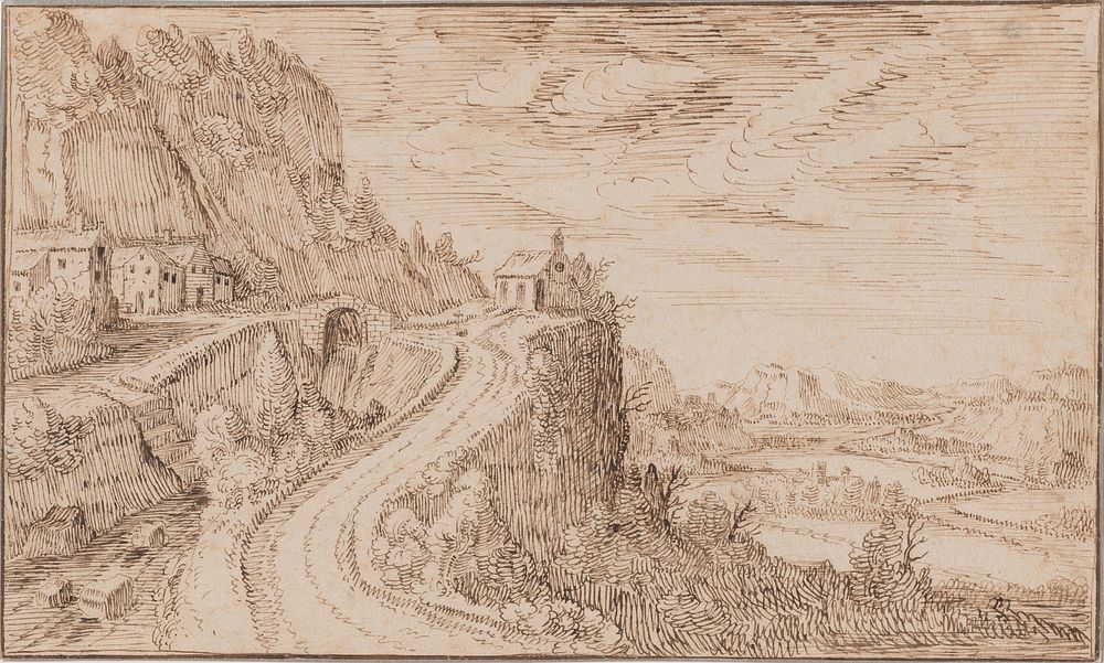 Mountainous Landscape with a Chapel by Jacques de Gheyn II