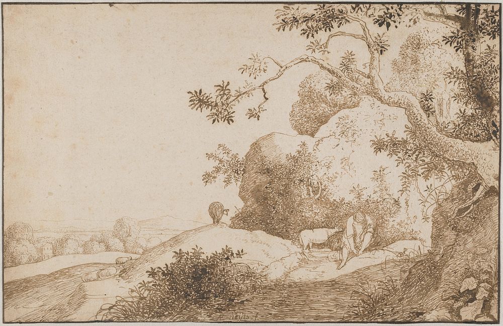 Mountain Landscape with a Distant View Behind by Cornelis Vroom
