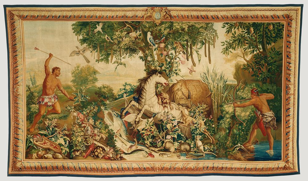 Tapestry: Le Cheval rayé from Les Anciennes Indes Series by Royal Factory of Furniture to the Crown at the Gobelins…