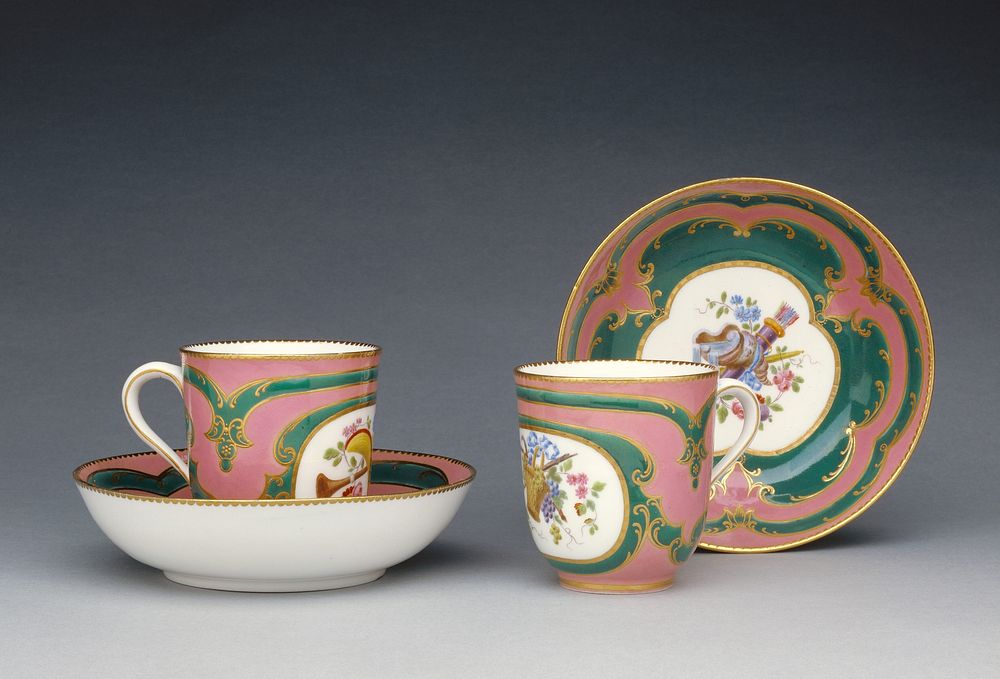 Pair of Cups and Saucers (gobelets Calabre et soucoupes) by Charles Buteux père and Sèvres Manufactory
