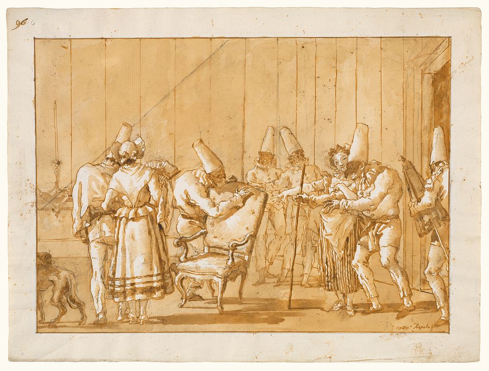 Punchinello is Helped to a Chair by Giovanni Domenico Tiepolo