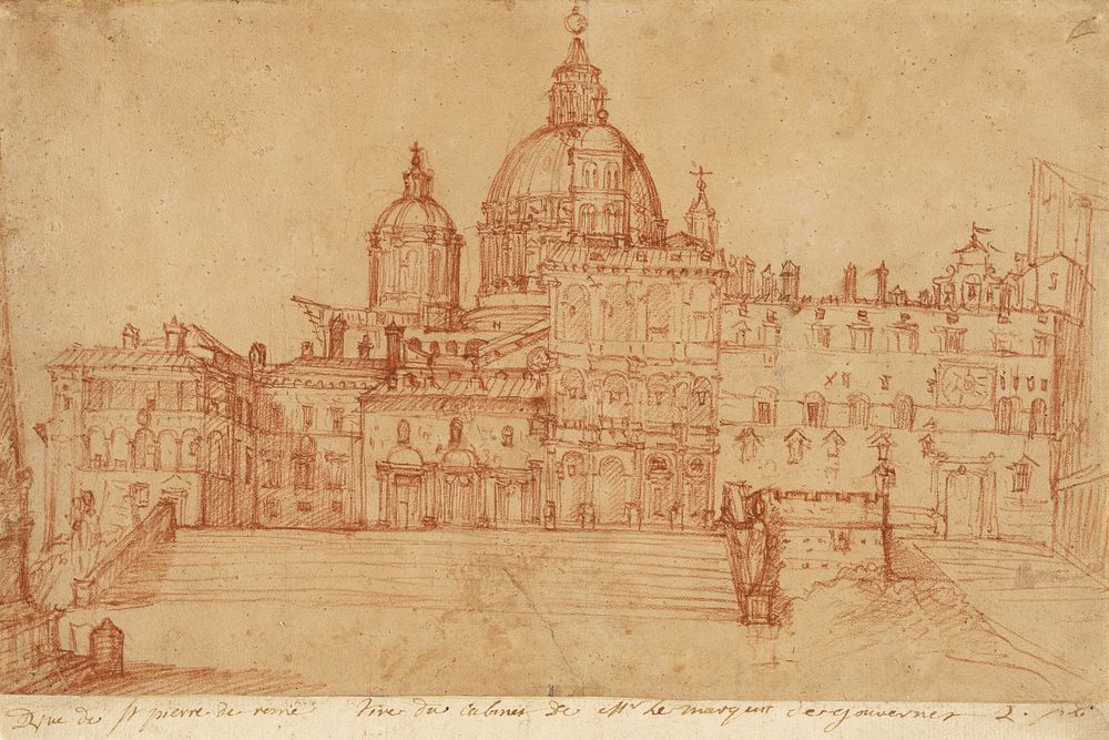 View of Saint Peter's (recto); Study of a Young Man (verso) by Federico Zuccaro